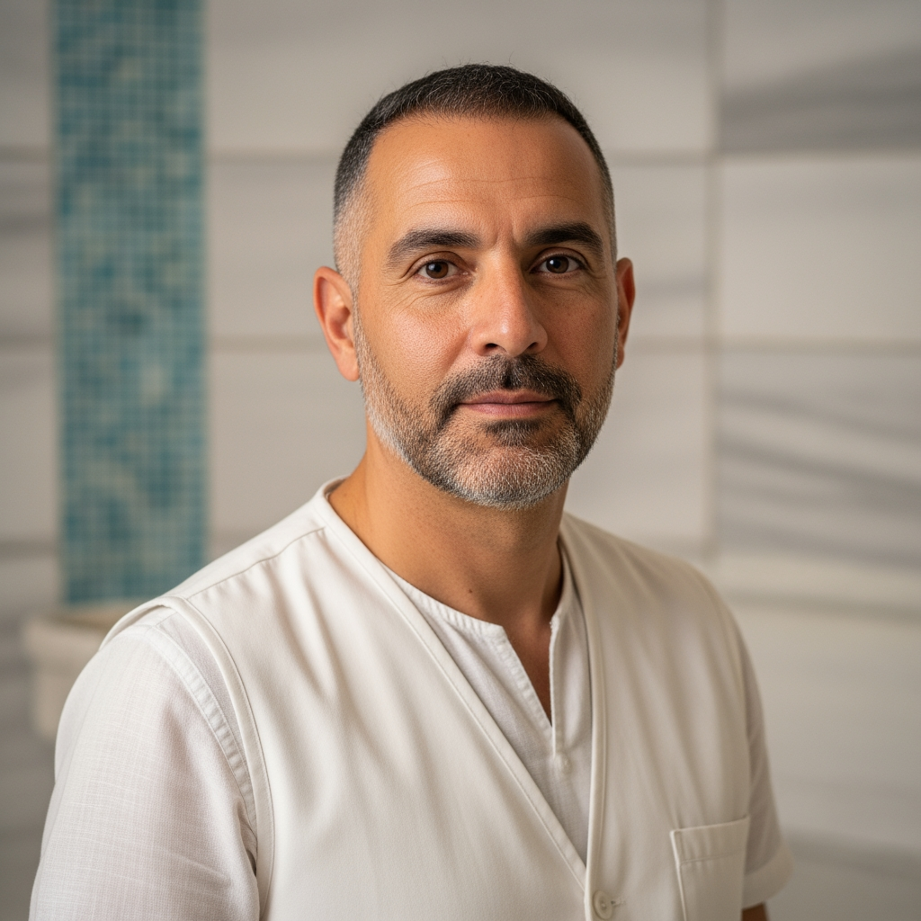 Hammam ustası erkek geleneksel kıyafetli profesyonel portre